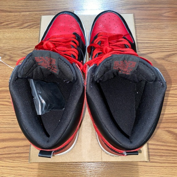 2012 Nike Dunk High J-Pack Bred Size 12 Red Black Jordan Basketball Streetwear - Picture 6 of 8